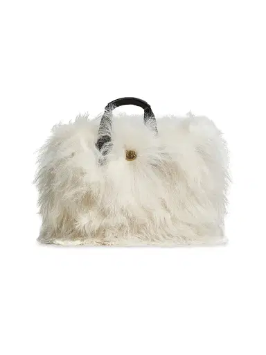 Moncler Women's Micro Caradoc Top Handle Bag in Shearling - White | Thumbnail 1 Moncler Women's Micro Caradoc Top Handle Bag in Shearling - White | Thumbnail 1