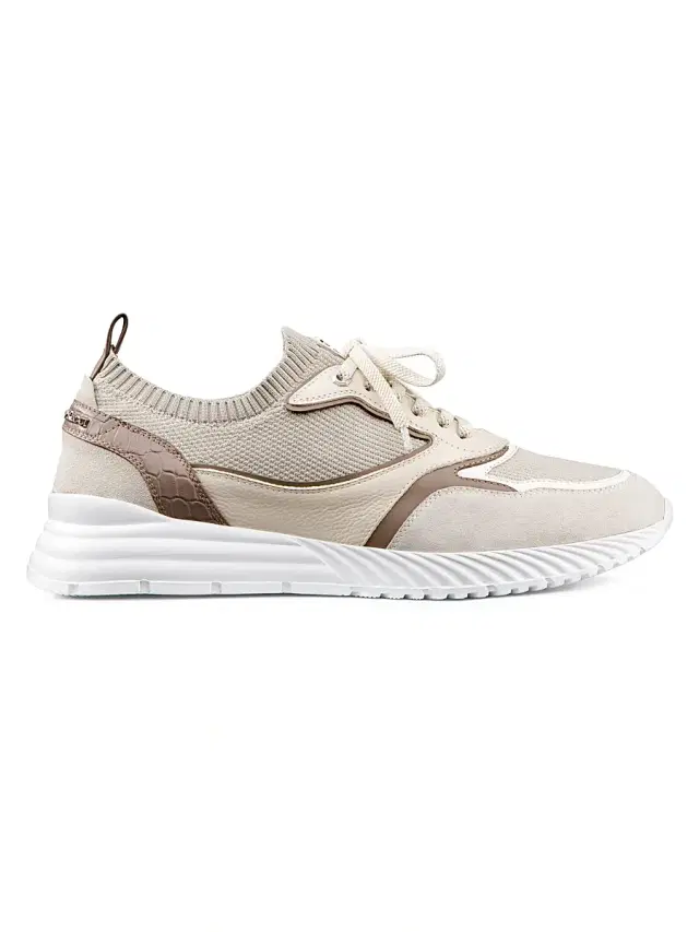 Stefano Ricci Men's Matted Crocodile and Suede Sneakers - White