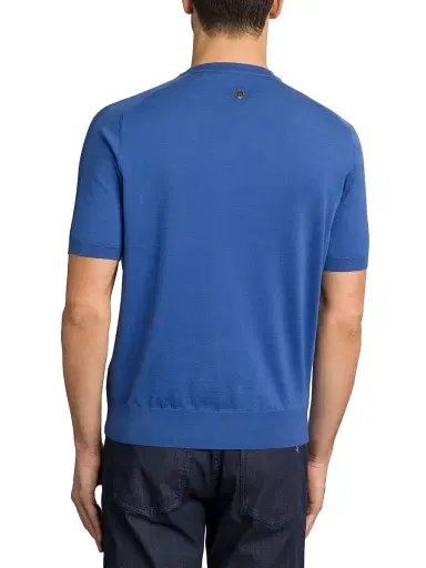 Stefano Ricci Men's Silk and Cotton Superior Crewneck Sweater - Blue | Thumbnail 3 Stefano Ricci Men's Silk and Cotton Superior Crewneck Sweater - Blue | Thumbnail 3