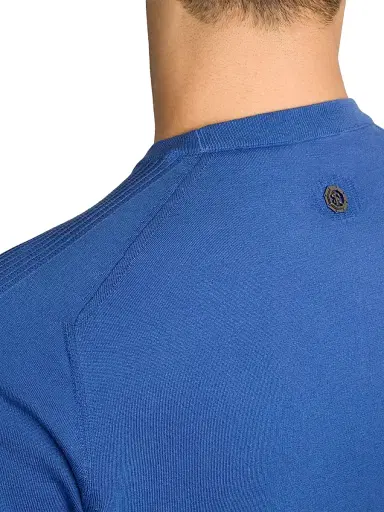Stefano Ricci Men's Silk and Cotton Superior Crewneck Sweater - Blue | Thumbnail 5 Stefano Ricci Men's Silk and Cotton Superior Crewneck Sweater - Blue | Thumbnail 5