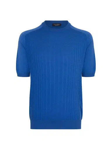 Stefano Ricci Men's Silk and Cotton Superior Crewneck Sweater - Blue | Thumbnail 1 Stefano Ricci Men's Silk and Cotton Superior Crewneck Sweater - Blue | Thumbnail 1