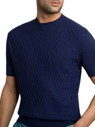 Stefano Ricci Men's Alpha Yarn Cashmere Knit Crewneck Sweater - Navy - Size 52 | Thumbnail 4