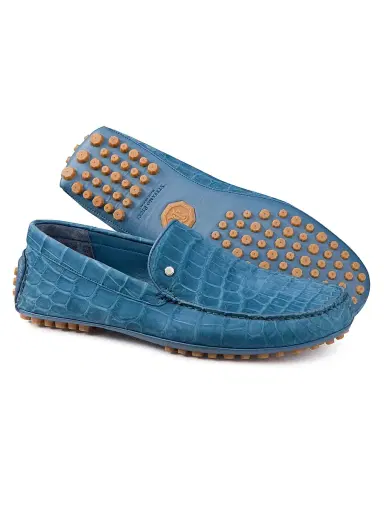 Stefano Ricci Men's Nubuck Crocodile and Calfskin Leather Loafers - Blue - Size 6 | Thumbnail 3 Stefano Ricci Men's Nubuck Crocodile and Calfskin Leather Loafers - Blue - Size 6 | Thumbnail 3