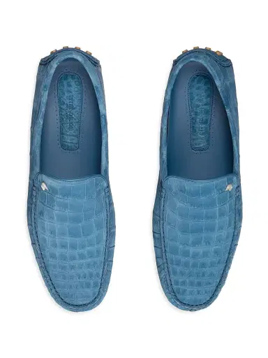 Stefano Ricci Men's Nubuck Crocodile and Calfskin Leather Loafers - Blue - Size 6 | Thumbnail 4 Stefano Ricci Men's Nubuck Crocodile and Calfskin Leather Loafers - Blue - Size 6 | Thumbnail 4