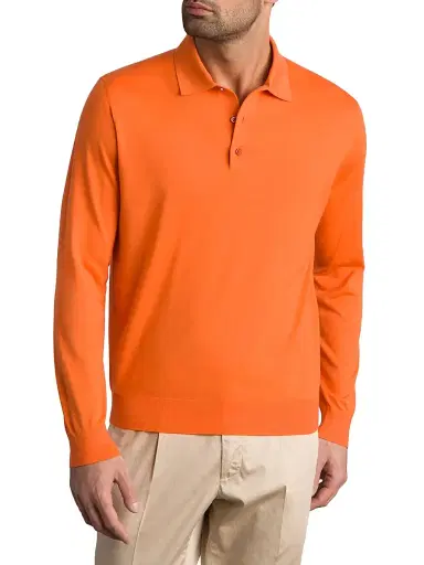 Stefano Ricci Men's Cashmere-Wool Polo Shirt - Orange - Size 52 | Thumbnail 2