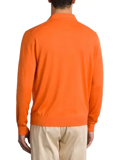 Stefano Ricci Men's Cashmere-Wool Polo Shirt - Orange - Size 52 | Thumbnail 3