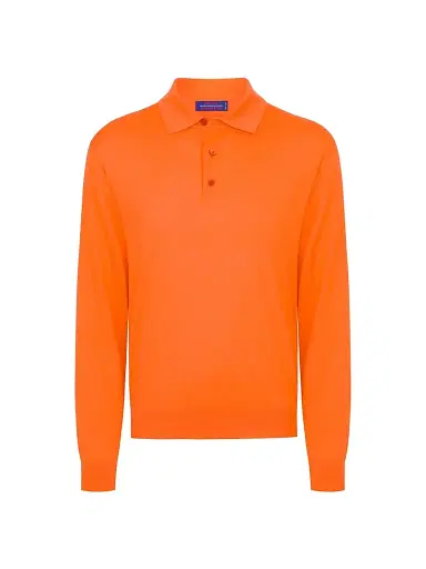Stefano Ricci Men's Cashmere-Wool Polo Shirt - Orange - Size 52 | Thumbnail 1