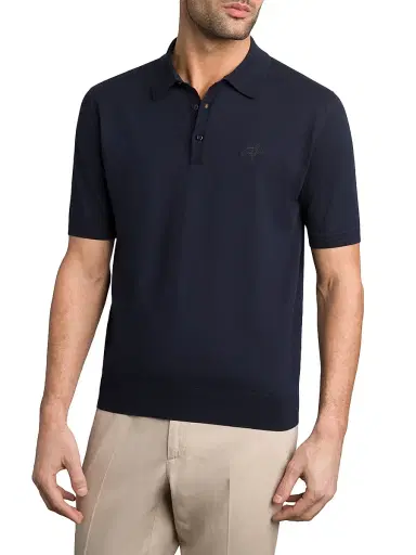 Stefano Ricci Men's Three Button Polo Shirt - Dark Blue - Size 48 | Thumbnail 2 Stefano Ricci Men's Three Button Polo Shirt - Dark Blue - Size 48 | Thumbnail 2