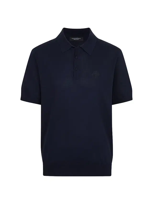 Men's Three Button Polo Shirt - Dark Blue
