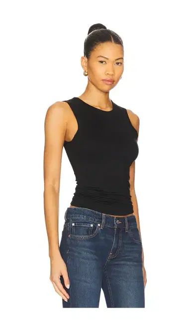 ÉTERNE Sleeveless Crewneck Soft Jersey Top | Thumbnail 2