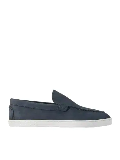 Christian Louboutin Moonboat Logo-Embossed Nubuck Loafers - Men | Thumbnail 1 Christian Louboutin Moonboat Logo-Embossed Nubuck Loafers - Men | Thumbnail 1