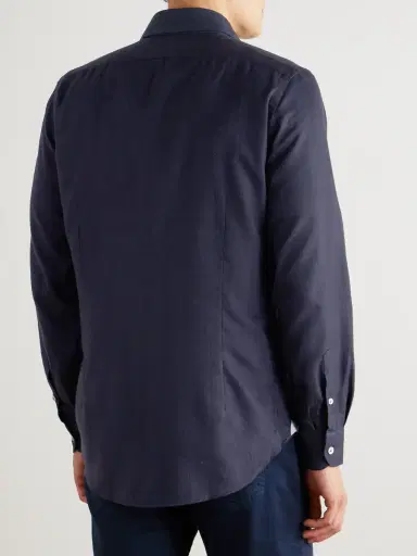 ELEVENTY Slim-Fit Herringbone Cotton and Lyocell-Blend Shirt - Men | Thumbnail 4