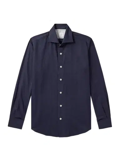 ELEVENTY Slim-Fit Herringbone Cotton and Lyocell-Blend Shirt - Men | Thumbnail 1