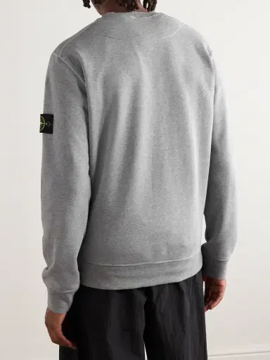 Stone Island Logo-Appliquéd Garment-Dyed Organic Cotton-Jersey Sweatshirt - Men | Thumbnail 3 Stone Island Logo-Appliquéd Garment-Dyed Organic Cotton-Jersey Sweatshirt - Men | Thumbnail 3