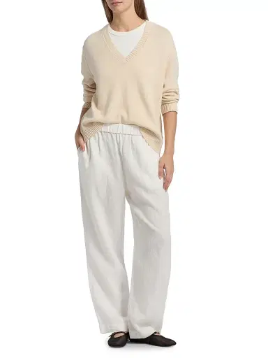 Jenni Kayne Women's Logan Relaxed Linen Pants - Ivory - Size XL | Thumbnail 2