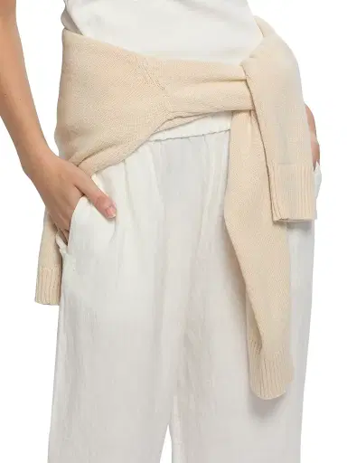 Jenni Kayne Women's Logan Relaxed Linen Pants - Ivory - Size XL | Thumbnail 6