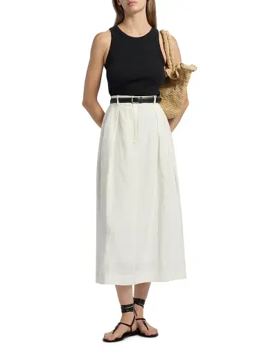 Jenni Kayne Women's Annabel Linen Midi-Skirt - Ivory - Size Large | Thumbnail 2