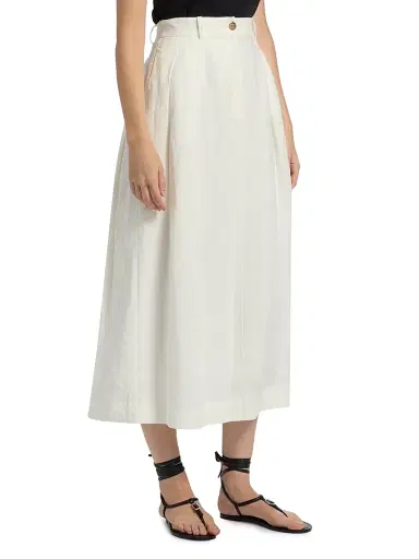 Jenni Kayne Women's Annabel Linen Midi-Skirt - Ivory - Size Large | Thumbnail 4