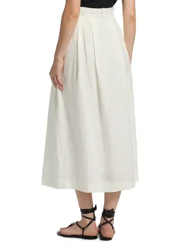 Jenni Kayne Women's Annabel Linen Midi-Skirt - Ivory - Size Large | Thumbnail 5