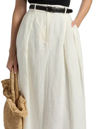Jenni Kayne Women's Annabel Linen Midi-Skirt - Ivory - Size Large | Thumbnail 6