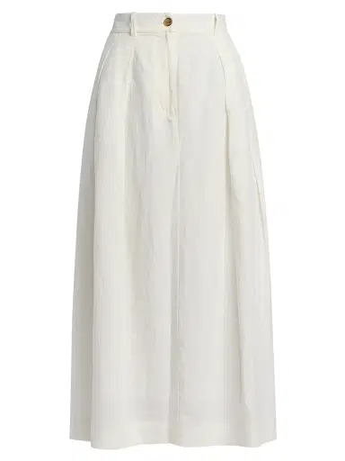 Jenni Kayne Women's Annabel Linen Midi-Skirt - Ivory - Size Large | Thumbnail 1