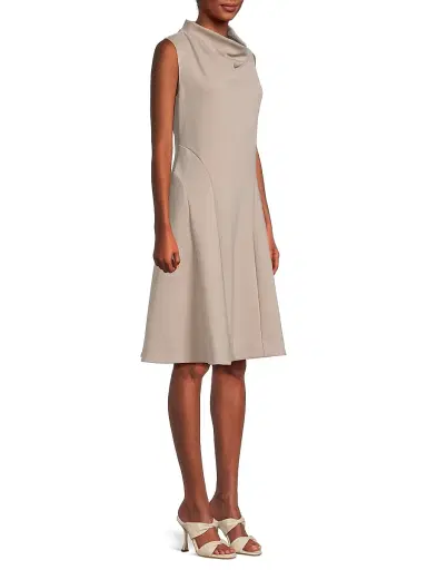 Natori Women's Techno Crepe Funnel Neck Dress - Taupe - Size 10 | Thumbnail 4 Natori Women's Techno Crepe Funnel Neck Dress - Taupe - Size 10 | Thumbnail 4