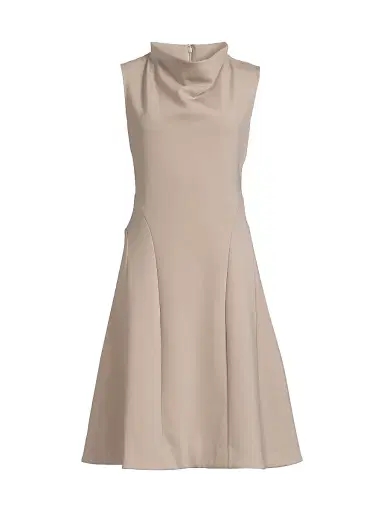 Natori Women's Techno Crepe Funnel Neck Dress - Taupe - Size 10 | Thumbnail 1 Natori Women's Techno Crepe Funnel Neck Dress - Taupe - Size 10 | Thumbnail 1
