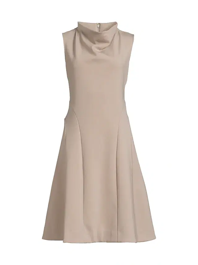 Natori Women's Techno Crepe Funnel Neck Dress - Taupe - Size 10
