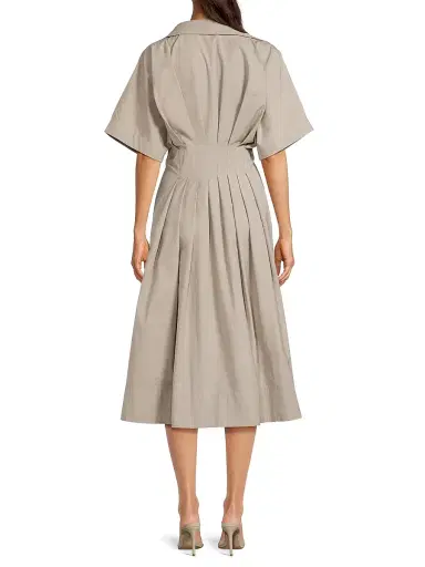 Natori Women's Tech Cotton Taffeta Pleat Release Dress - Taupe | Thumbnail 5