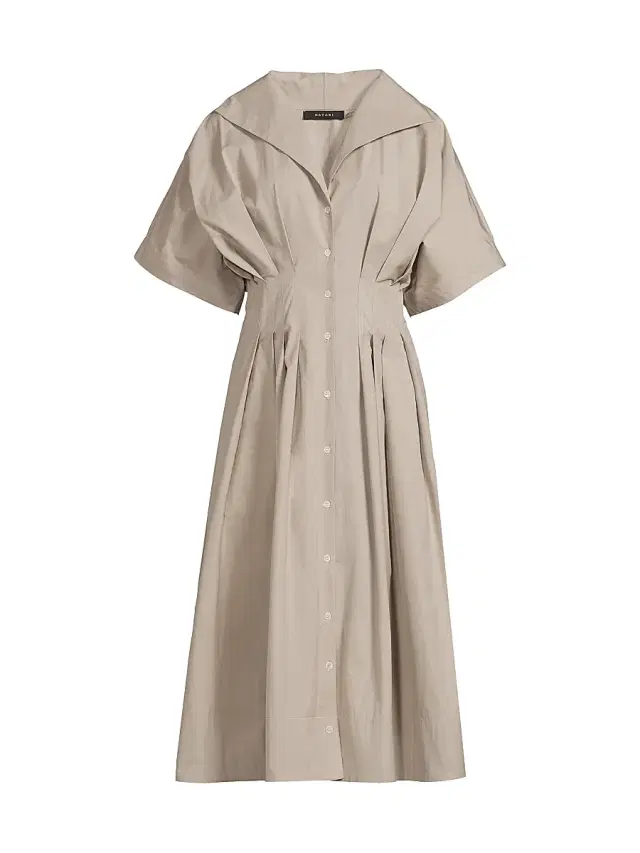 Women's Tech Cotton Taffeta Pleat Release Dress - Taupe