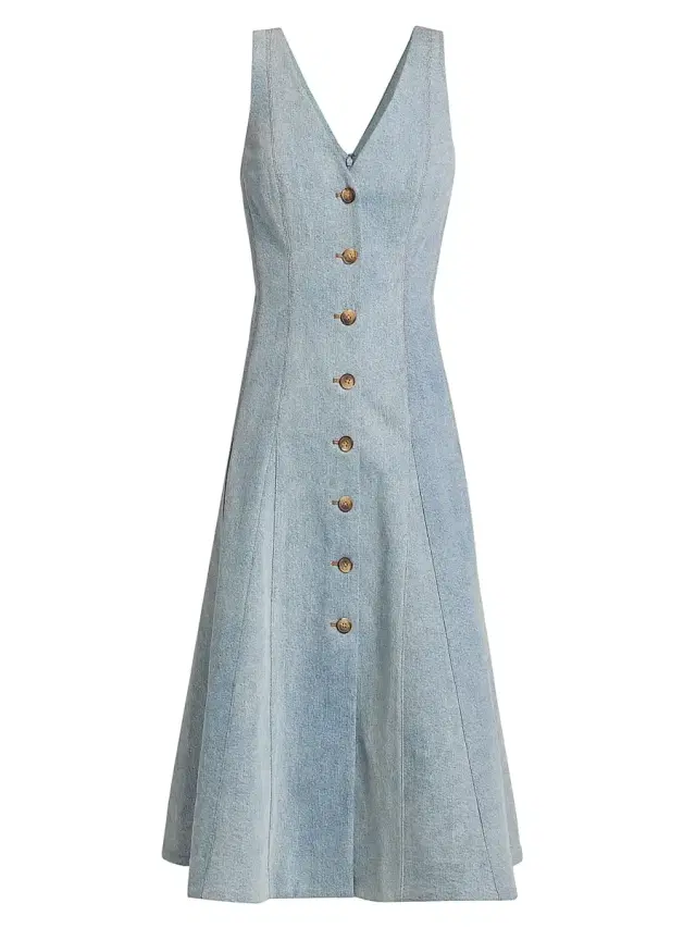 Veronica Beard Women's Lou Denim A-Line Midi-Dress - Blue Mirage