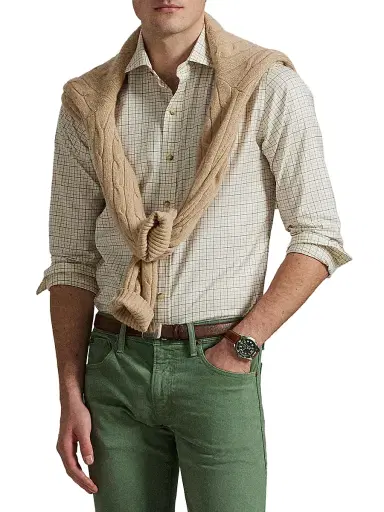 Polo Ralph Lauren Men's Classic-Fit Tattersall Twill Shirt - Cream Lovat Multi | Thumbnail 5 Polo Ralph Lauren Men's Classic-Fit Tattersall Twill Shirt - Cream Lovat Multi | Thumbnail 5
