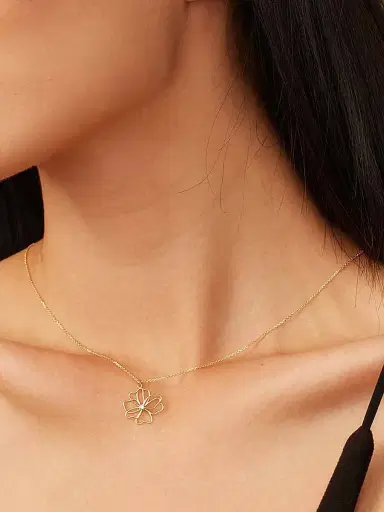 Oradina Women's 14K Yellow Gold Full Bloom Pendant Necklace - Gold | Thumbnail 2