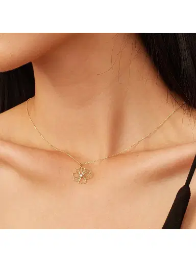 Oradina Women's 14K Yellow Gold Full Bloom Pendant Necklace - Gold | Thumbnail 4
