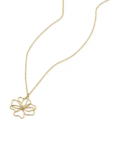 Oradina Women's 14K Yellow Gold Full Bloom Pendant Necklace - Gold | Thumbnail 5