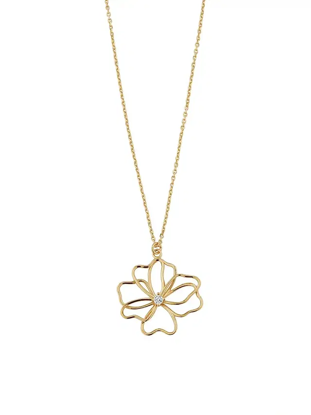 Women's 14K Yellow Gold Full Bloom Pendant Necklace - Gold