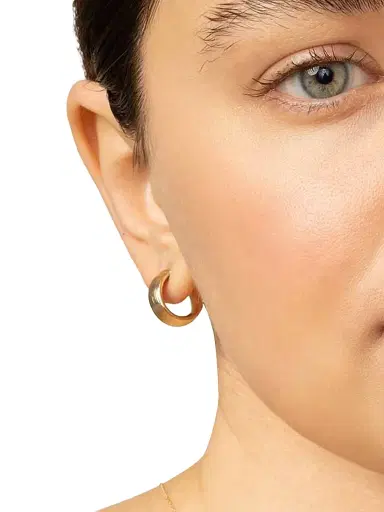 Oradina Women's 14K Yellow Gold Linear Band Hoops - Gold | Thumbnail 2