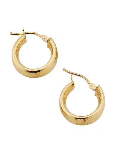 Oradina Women's 14K Yellow Gold Linear Band Hoops - Gold | Thumbnail 5