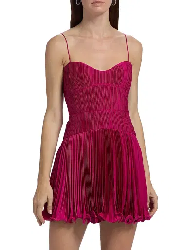 AMUR Women's Cami Pleated Satin Minidress - Berry Blush | Thumbnail 3 AMUR Women's Cami Pleated Satin Minidress - Berry Blush | Thumbnail 3