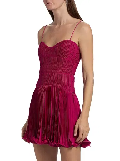 AMUR Women's Cami Pleated Satin Minidress - Berry Blush | Thumbnail 4 AMUR Women's Cami Pleated Satin Minidress - Berry Blush | Thumbnail 4