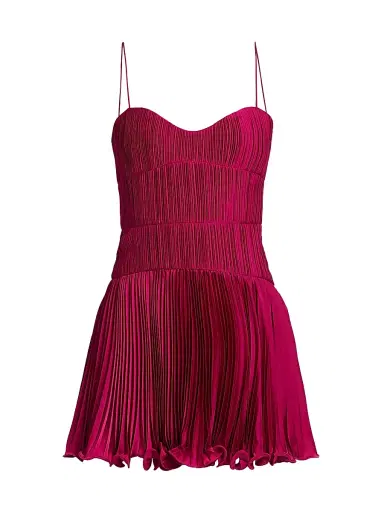 AMUR Women's Cami Pleated Satin Minidress - Berry Blush | Thumbnail 1 AMUR Women's Cami Pleated Satin Minidress - Berry Blush | Thumbnail 1