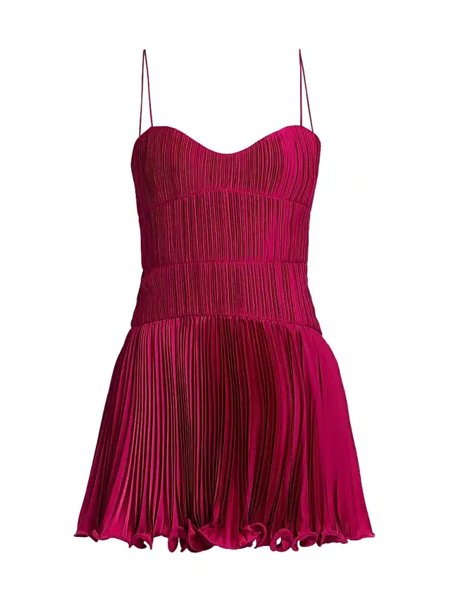 AMUR Women's Cami Pleated Satin Minidress - Berry Blush