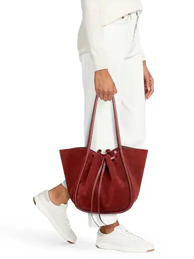 Proenza Schouler Women's Ruched Soft Suede Tote - Merlot | Thumbnail 2 Proenza Schouler Women's Ruched Soft Suede Tote - Merlot | Thumbnail 2