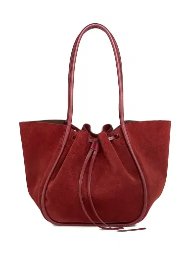 Proenza Schouler Women's Ruched Soft Suede Tote - Merlot | Thumbnail 1 Proenza Schouler Women's Ruched Soft Suede Tote - Merlot | Thumbnail 1
