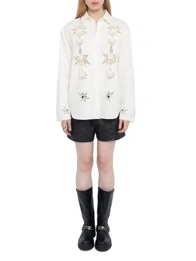 Zadig & Voltaire Women's Morning Linen-Cotton Broderie Anglaise Shirt - Judo - Size Small | Thumbnail 2 Zadig & Voltaire Women's Morning Linen-Cotton Broderie Anglaise Shirt - Judo - Size Small | Thumbnail 2