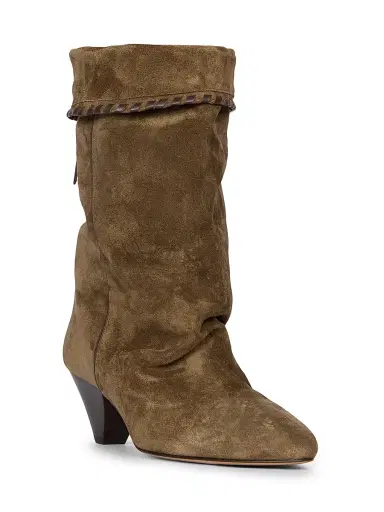 Isabel Marant Women's Dalby Suede Whipstitch Booties - Bronze - Size 10 | Thumbnail 2
