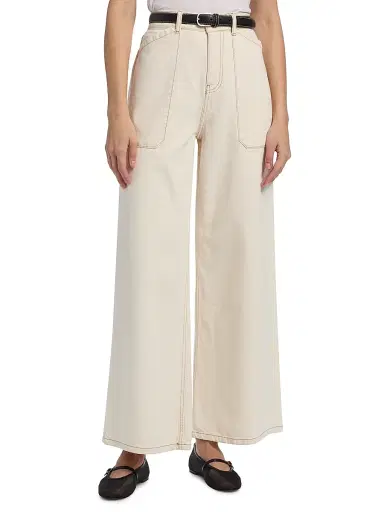 Ba&sh Women's Mallou Cotton High-Rise Wide-Leg Jeans - Ecru - Size XL | Thumbnail 3 Ba&sh Women's Mallou Cotton High-Rise Wide-Leg Jeans - Ecru - Size XL | Thumbnail 3
