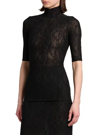 Stella McCartney Women's Stretch Lace Top - Black | Thumbnail 4