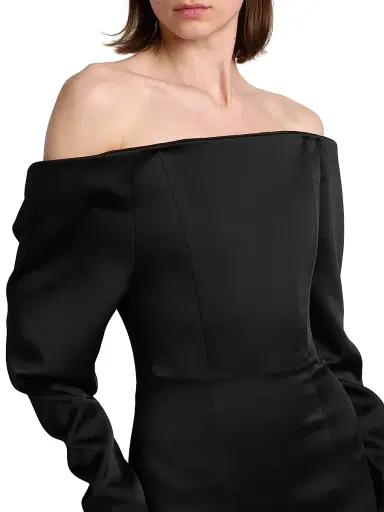 Stella McCartney Women's Satin Off-the-Shoulder Minidress - Black | Thumbnail 6 Stella McCartney Women's Satin Off-the-Shoulder Minidress - Black | Thumbnail 6
