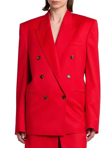 Stella McCartney Women's Shiny Tailoring Double-Breasted Blazer | Thumbnail 3